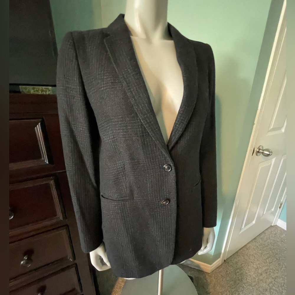 ALPACA Blend Massimo Dutti Wool Blazer Polka Dot Lined- Ladies 6